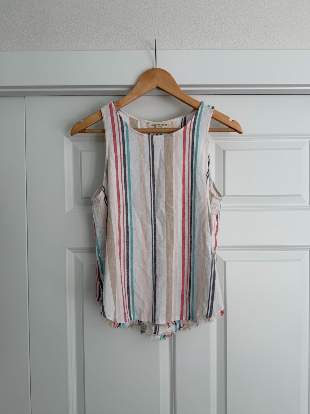 cloth & stone Multicolor Vertical Stripe Tank - White, Tan, Red, Teal, Navy